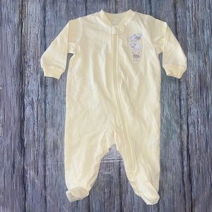 💞 New Neutral Infant & Baby 3-6 Month Yellow Baby Lamb Full Zip Footie Pajamas